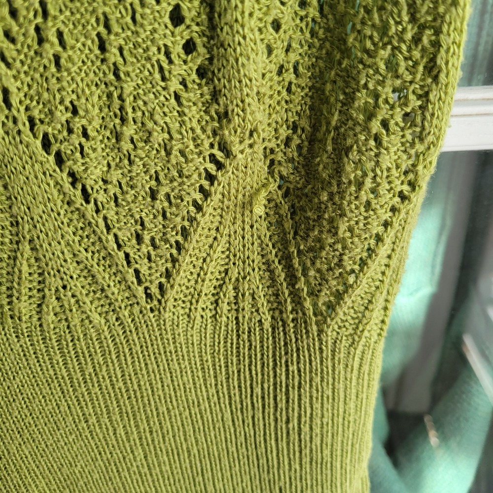 Wet Seal Y2K Lime Green Pointelle Knit Cowl‎ Neck Sweater Vest - Picture 3 of 4